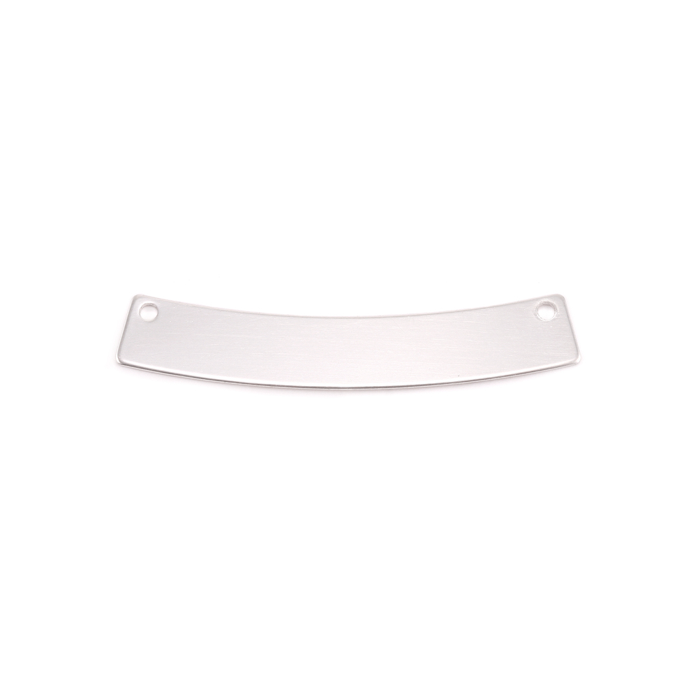 Metal Stamping Blanks Sterling Silver Curved Rectangle Bar with Holes, 30mm (1.18") x 5mm (.20"), 24g
